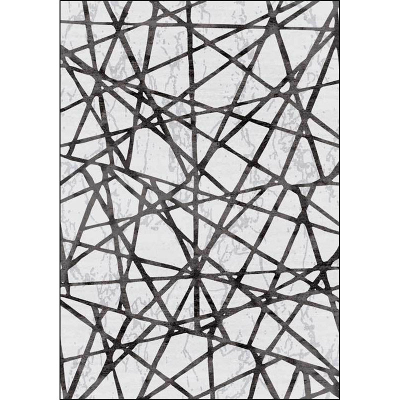 Grey Bedroom Rug Novelty Geometric Lines Pattern Area Rug Polyester Non-Slip Washable Carpet - view 3