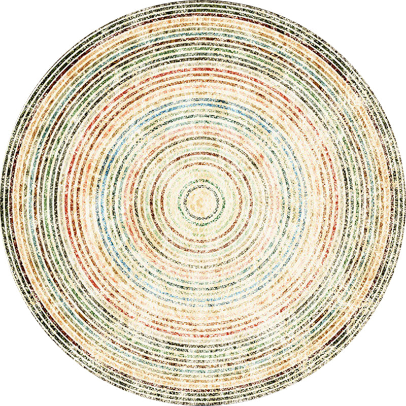 Yellow Rustic Rug Polyester Concentric Circles Pattern Rug Washable Non-Slip Backing Area Rug for Living Room - view 3