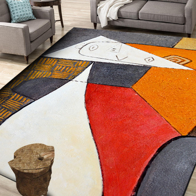 Colorful Bedroom Rug Novelty Color Block Geometry Pattern Area Rug Polyester Non-Slip Stain-Resistant Carpet - view 2
