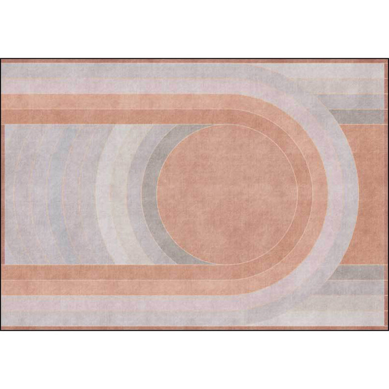 Pink Bedroom Rug Novelty Color Block Arc Circle Pattern Area Rug Polyester Non-Slip Backing Stain-Resistant Carpet - Clearhalo - 'Area Rug' - 'Rug' - 1597867