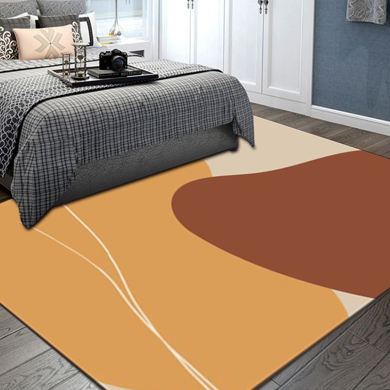 Brown Bedroom Rug Novelty Color Block Irregular Shape Line Pattern Area Rug Polyester Anti-Slip Backing Carpet - Yellow - Clearhalo - 'Area Rug' - 'Rug' - 1597873