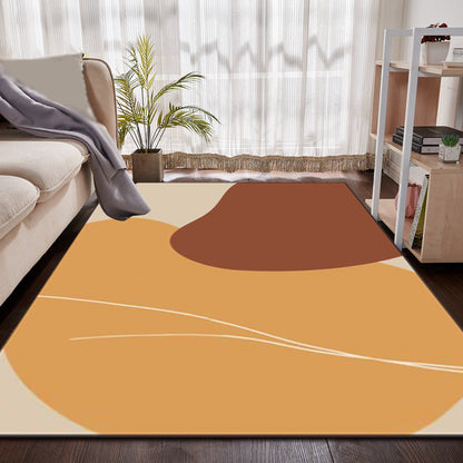 Brown Bedroom Rug Novelty Color Block Irregular Shape Line Pattern Area Rug Polyester Anti-Slip Backing Carpet - Clearhalo - 'Area Rug' - 'Rug' - 1597874