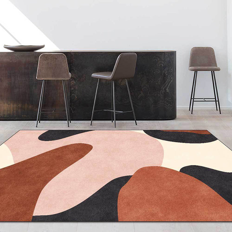 Novelty Living Room Rug in Pink and Brown Color Block Print Rug Polyester Pet Friendly Anti-Slip Area Rug - view 3