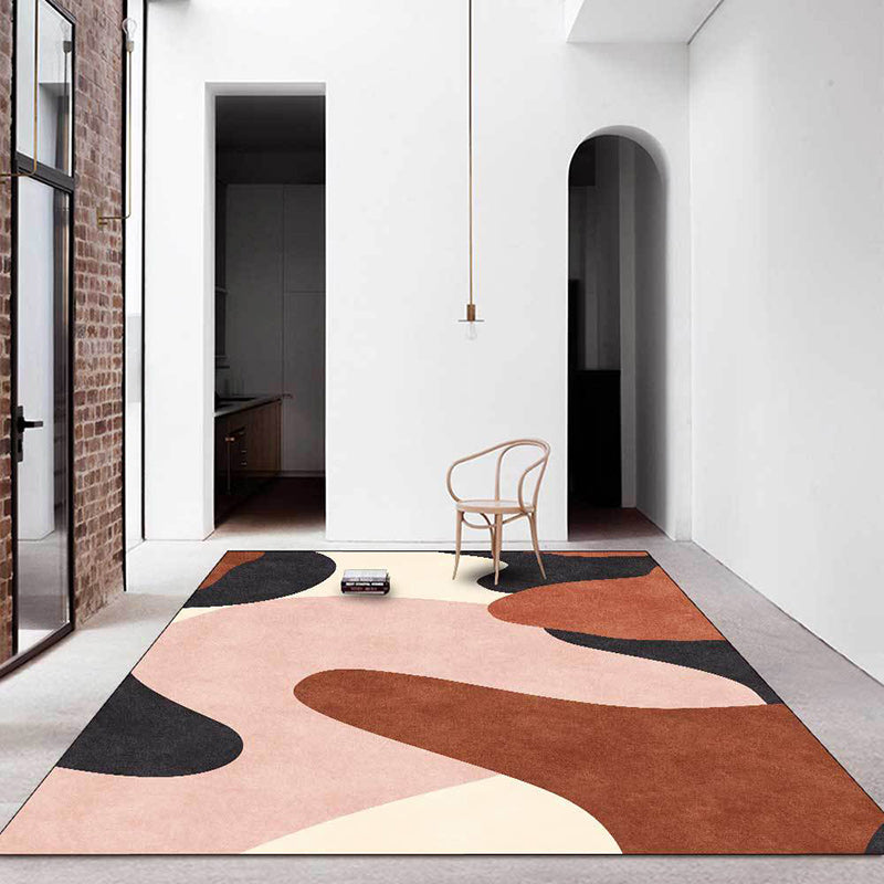 Novelty Living Room Rug in Pink and Brown Color Block Print Rug Polyester Pet Friendly Anti-Slip Area Rug - view 2