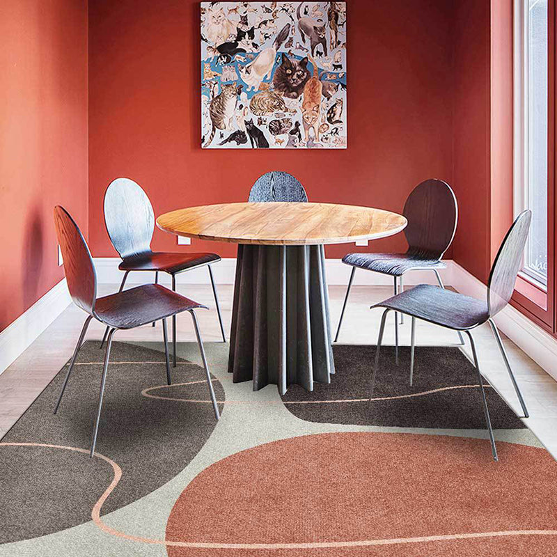 Novelty Living Room Rug in Brown Color Block Line Print Rug Polyester Washable Anti-Slip Backing Area Rug - view 3