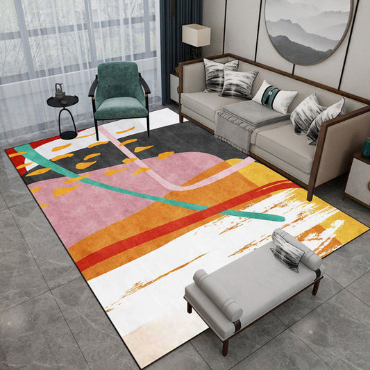 Casual Novelty Rug Multi-color Colorblock Painting Pattern Rug Polyester Non-Slip Backing Carpet for Home Decoration - Clearhalo - 'Area Rug' - 'Rug' - 1597938