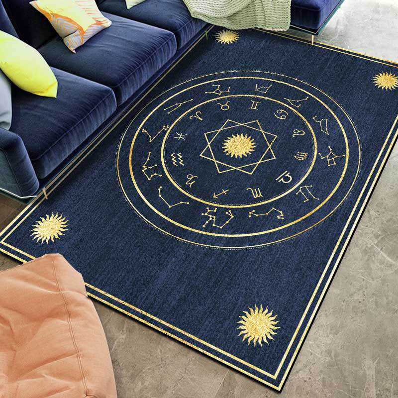 Minimalist Novelty Rug in Blue Geometry Constellation Sun Pattern Rug Polyester Anti-Slip Carpet for Home Decoration - Navy - Clearhalo - 'Area Rug' - 'Rug' - 1597953