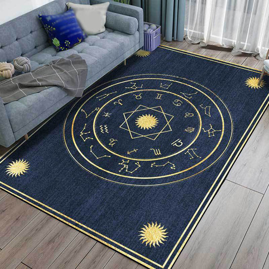 Minimalist Novelty Rug in Blue Geometry Constellation Sun Pattern Rug Polyester Anti-Slip Carpet for Home Decoration - Clearhalo - 'Area Rug' - 'Rug' - 1597954