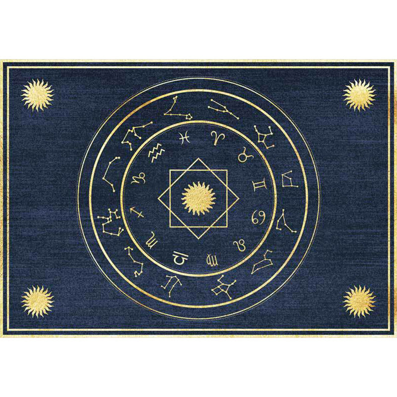 Minimalist Novelty Rug in Blue Geometry Constellation Sun Pattern Rug Polyester Anti-Slip Carpet for Home Decoration - Clearhalo - 'Area Rug' - 'Rug' - 1597955