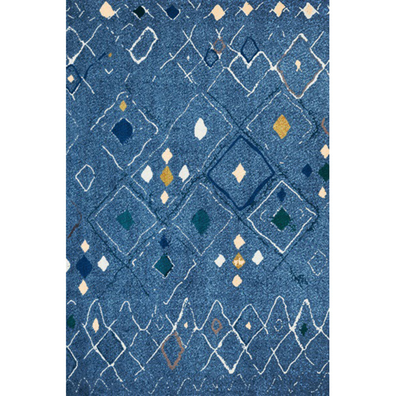 Novelty Living Room Rug in Blue Geometric Diamond Print Rug Polyester Washable Stain-Resistant
Washable Area Rug