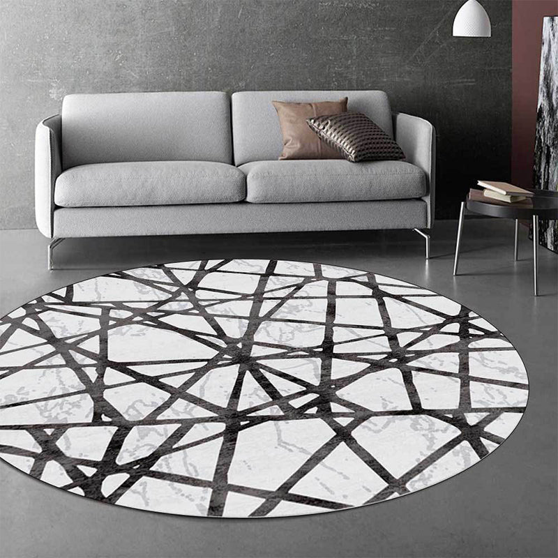 White Novelty Rug Polyester Abstract Rug Machine Washable Non-Slip Backing Carpet for Living Room White Clearhalo 'Area Rug' 'Rug' 1598025