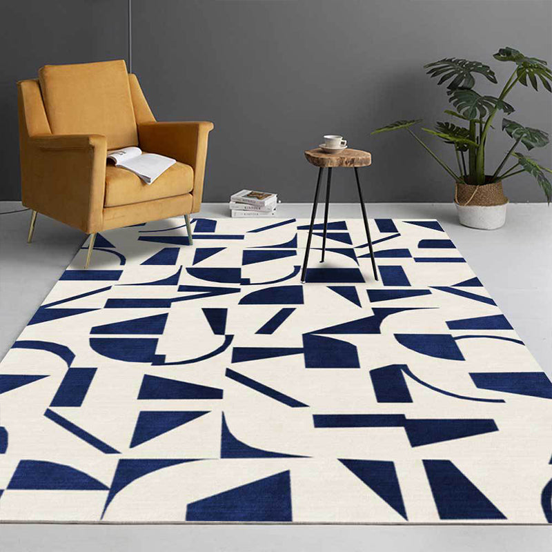 Stylish Abstract Rug Blue and Beige Casual Rug Polyester Machine Washable Anti-Slip Area Rug for Bedroom Blue Clearhalo 'Area Rug' 'Rug' 1598033