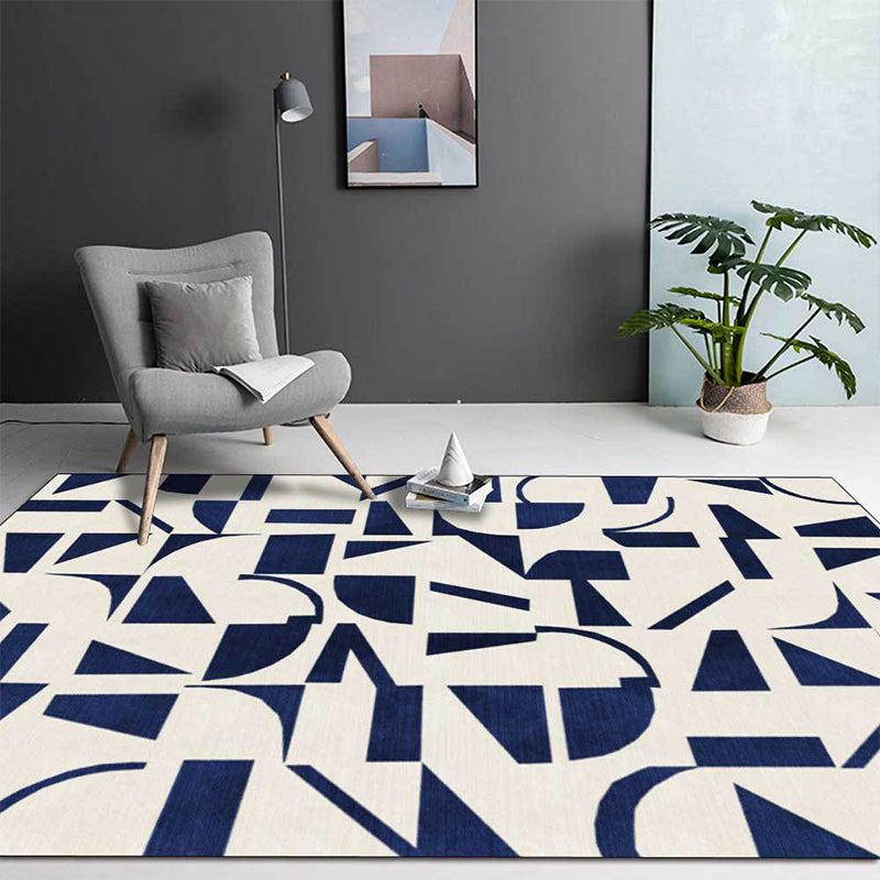 Stylish Abstract Rug Blue and Beige Casual Rug Polyester Machine Washable Anti-Slip Area Rug for Bedroom Clearhalo 'Area Rug' 'Rug' 1598034