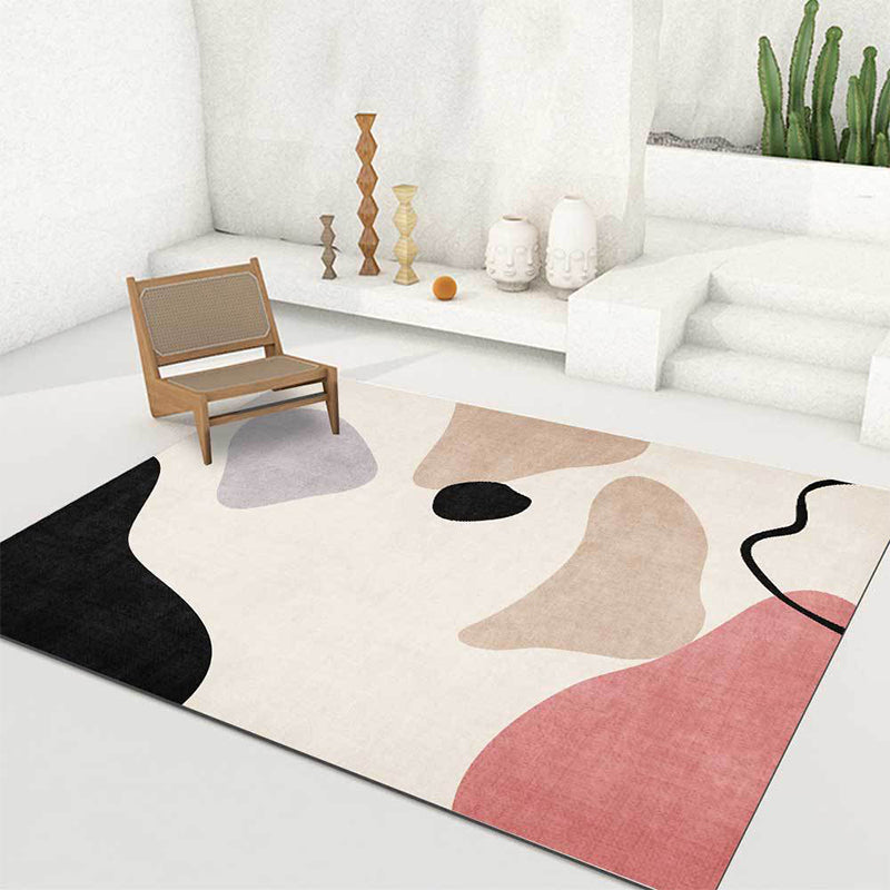 Unique Abstract Colorblock Rug Beige Multicolor Simple Rug Polyester Machine Washable Anti-Slip Area Rug for Bedroom Clearhalo 'Area Rug' 'Rug' 1598058