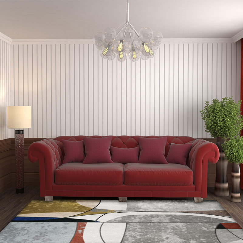 Novelty Abstract Rug Grey and Golden Polyester Rug Washable Non-Slip Backing Area Rug for Living Room - view 3