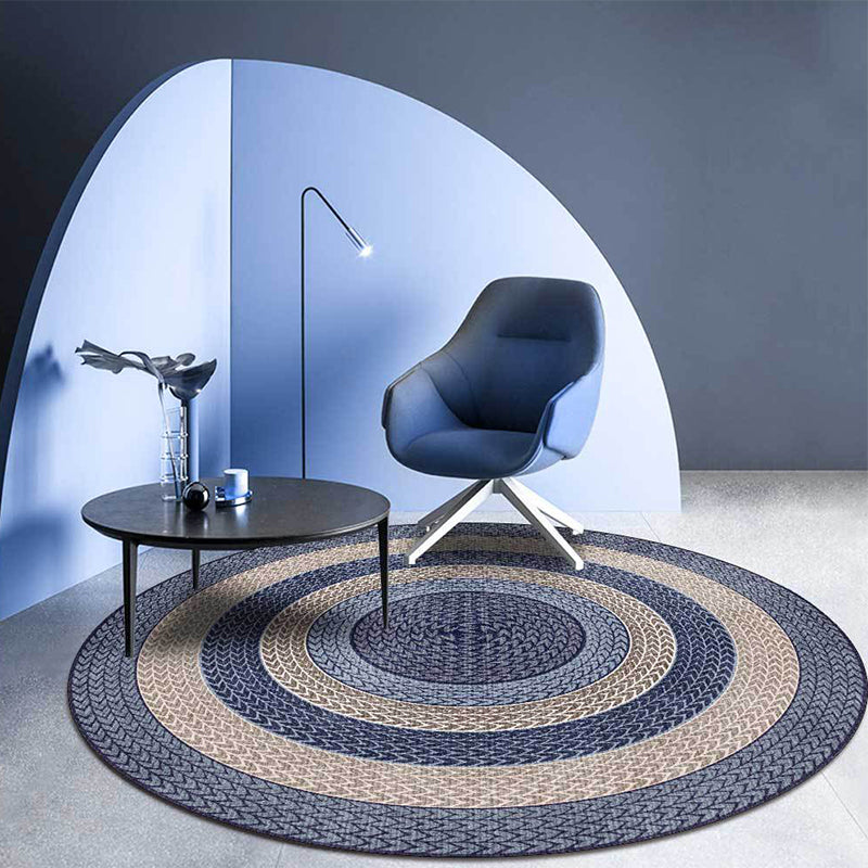 Rustic Concentric Circles Pattern Rug Yellow and Green Polyester Rug Machine Washable Non-Slip Area Rug for Living Room Blue Clearhalo 'Area Rug' 'Rug' 1598089