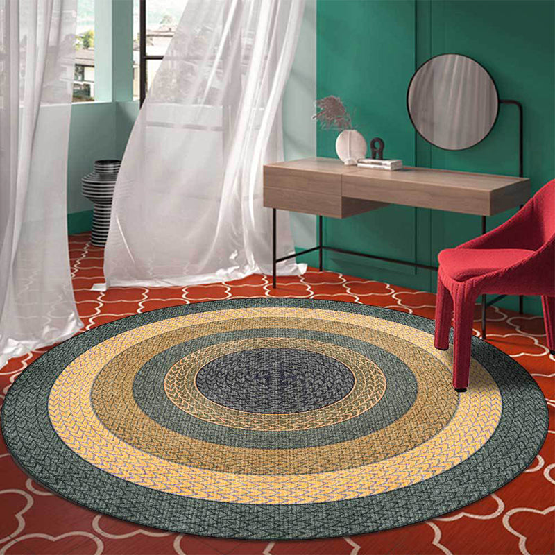 Rustic Concentric Circles Pattern Rug Yellow and Green Polyester Rug Machine Washable Non-Slip Area Rug for Living Room Green Clearhalo 'Area Rug' 'Rug' 1598097