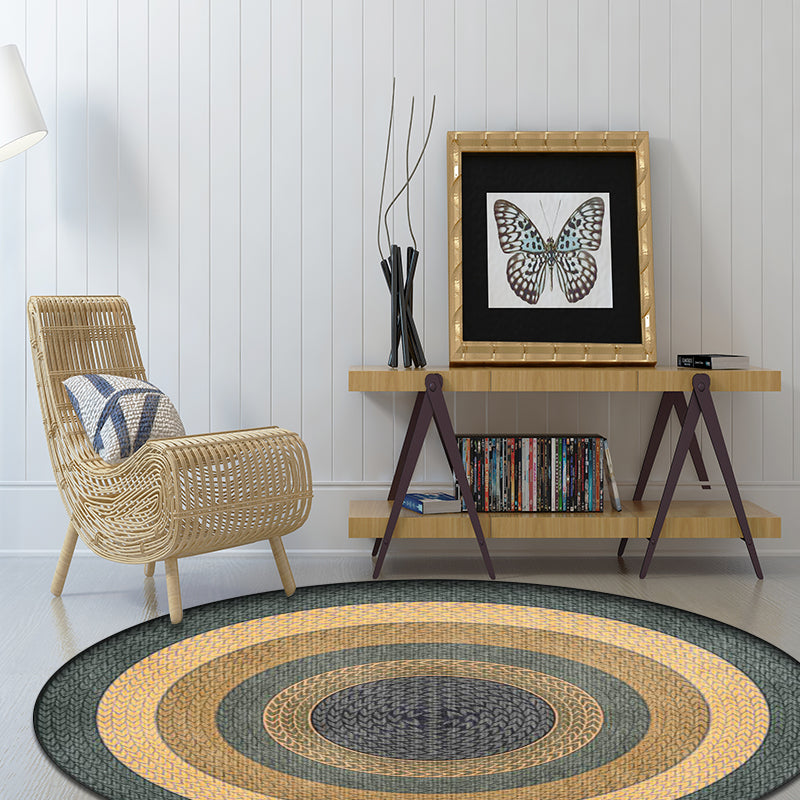 Rustic Concentric Circles Pattern Rug Yellow and Green Polyester Rug Machine Washable Non-Slip Area Rug for Living Room Clearhalo 'Area Rug' 'Rug' 1598098