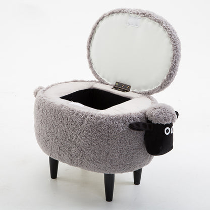 Feblilac Sean Plush Faux Fur Sheep Foot Stool