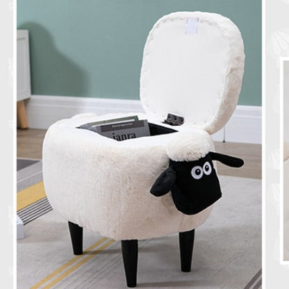 Feblilac Sean Plush Faux Fur Sheep Foot Stool