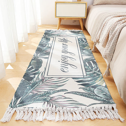 Feblilac Japanese Leaves Cotton Woven Bedroom Mat