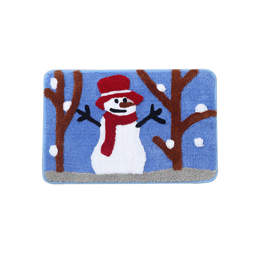 Feblilac Snowman Blue Ground Christmas Bath Mat - Feblilac® Mat