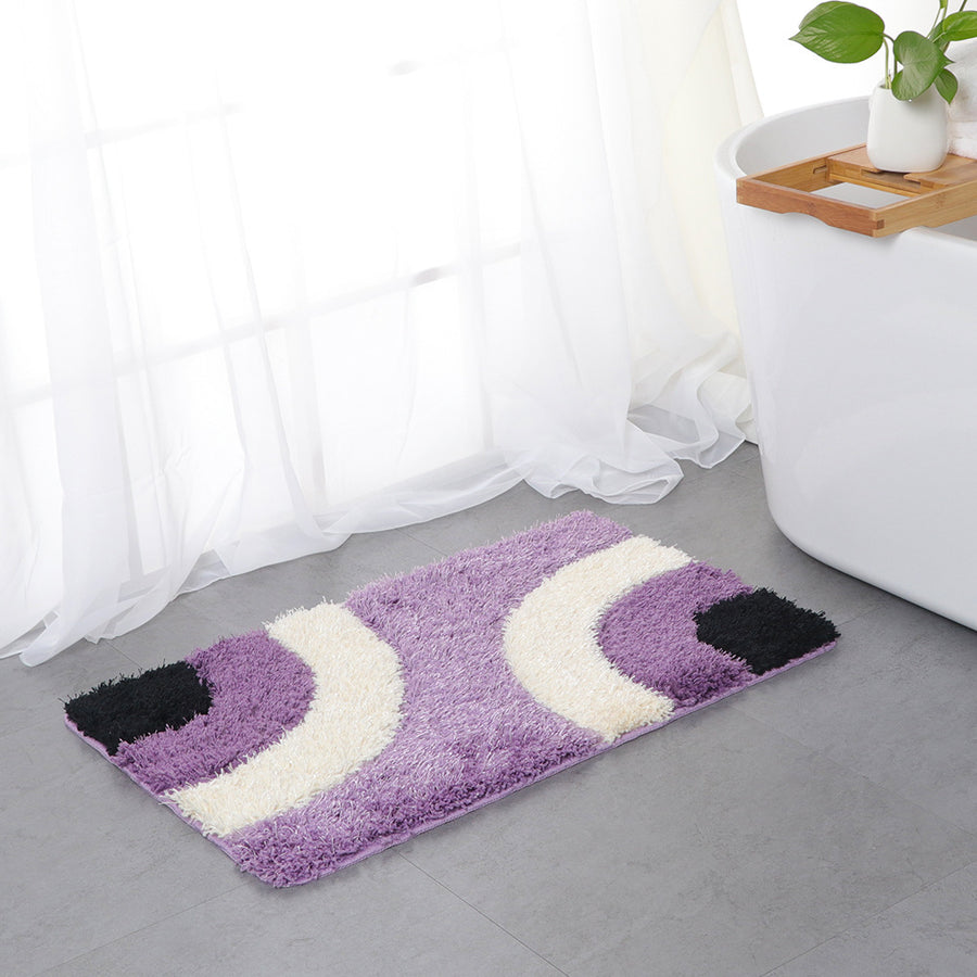 Feblilac Blue/Black/Green/Red/Brown/Purple and White Circular Geometric Pattern Ultra Soft Bathroom Rug - Feblilac® Mat
