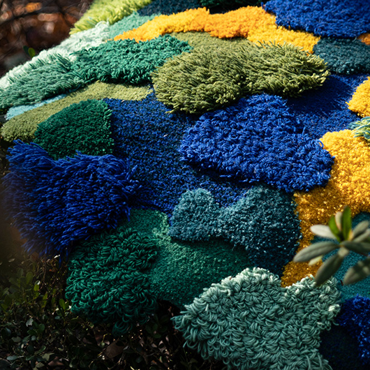 Feblilac 3D Blue-Green-Yellow Moss Leaves Wool Area Rug Carpet - Feblilac® Mat