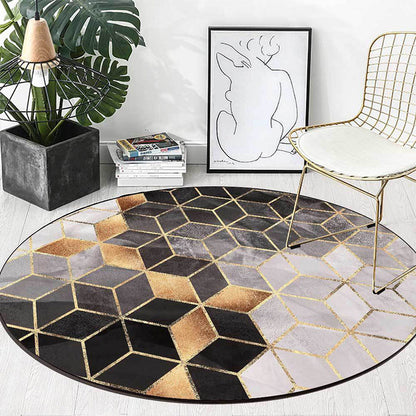 Black and Grey Modern Rug Polyester Geometric Print Rug Washable Non-Slip Backing Carpet for Living Room - Clearhalo - 'Area Rug' - 'Modern' - 'Rugs' - Rug' - 1608366