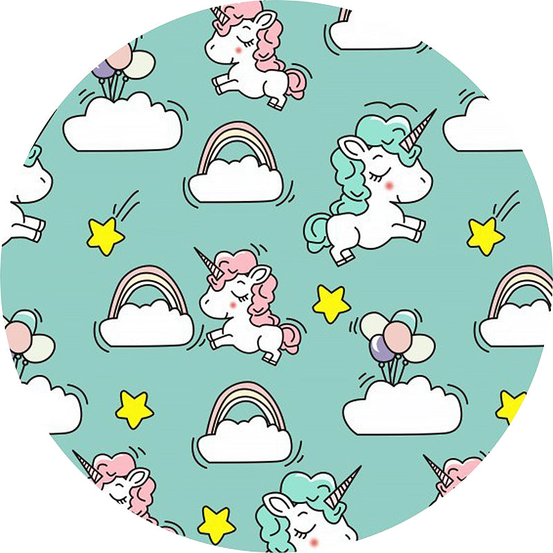 Pink and Blue Kids Rug Polyester Unicorn and Rainbow Print Rug Washable Non-Slip Backing Carpet for Kids' Room - Clearhalo - 'Area Rug' - 'Rug' - 1608443