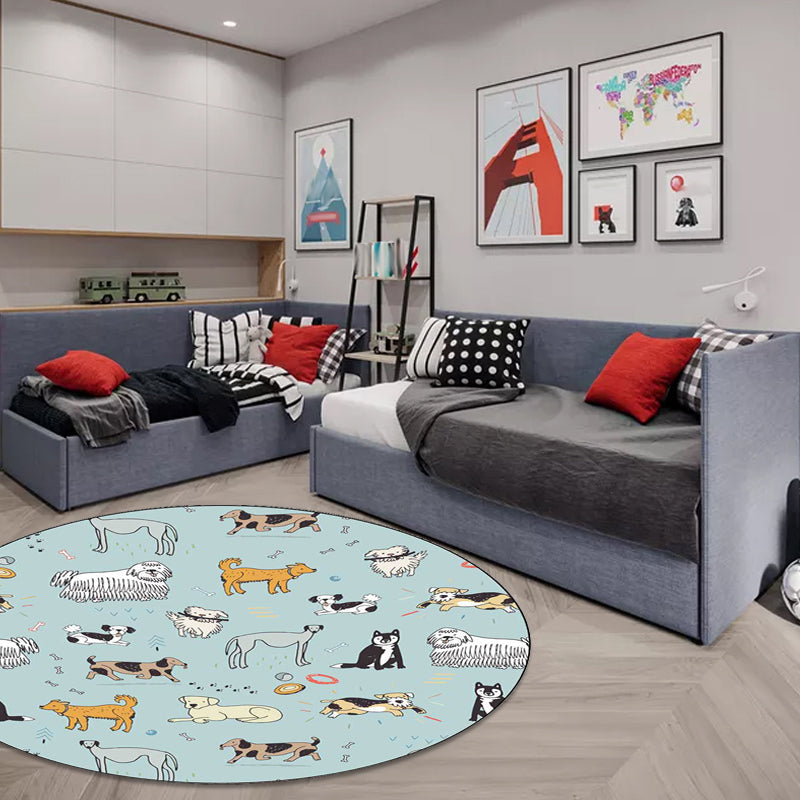 Unique Kids Rug in Green Animal Dog Bone Footprint Pattern Rug Polyester Machine Washable Carpet for Nursery Clearhalo 'Area Rug' 'Rug' 1608518