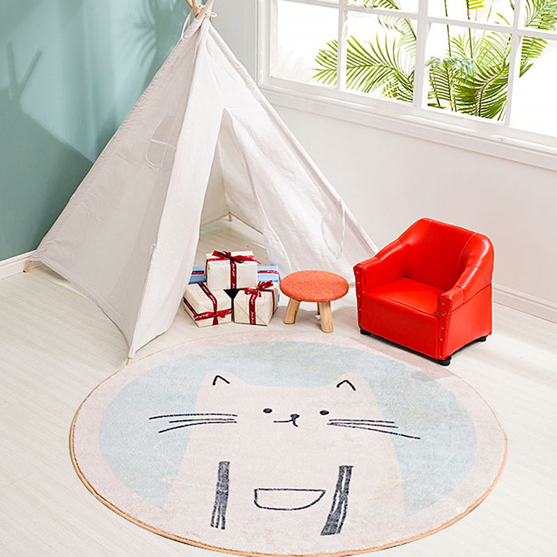 Kids Cat Pattern Rug Light Blue Polyester Rug Washable Anti-Slip Backing Area Rug for Home Decoration - Clearhalo - 'Area Rug' - 'Rug' - 1608704