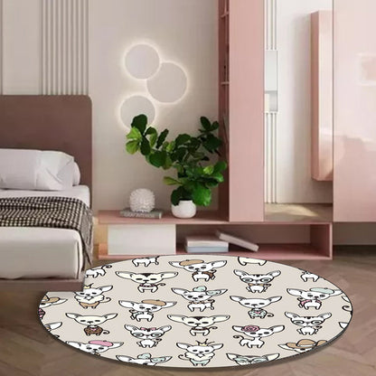 Casual Kids Rug in Brown Animal Dog Pattern Rug Polyester Machine Washable Non-Slip Carpet for Nursery