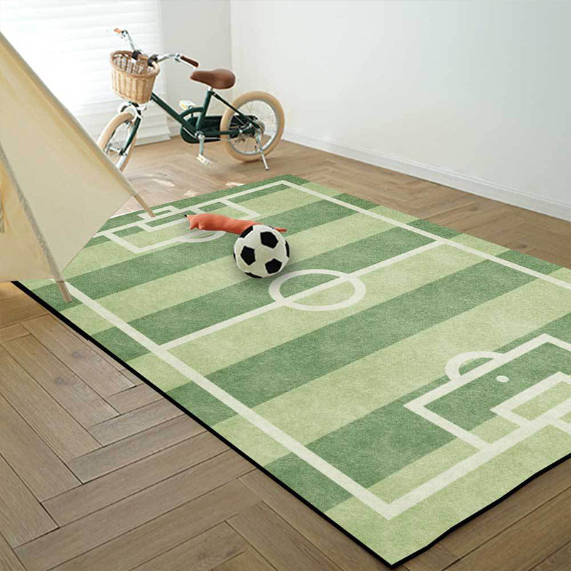 Kids Bedroom Rug in Green Sports Football Field Print Rug Polyester Non-Slip Backing Washable Area Rug - Clearhalo - 'Area Rug' - 'Rug' - 1608871