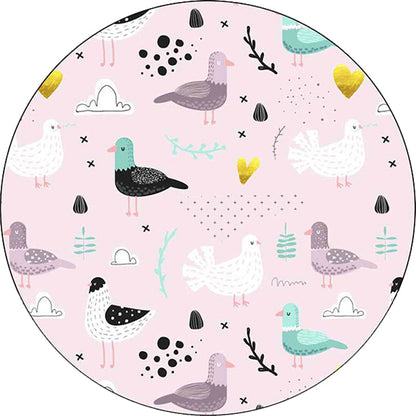 Kids Bedroom Rug in Pink Animal Bird Leaf Print Rug Polyester Washable Non-Slip Area Rug - Clearhalo - 'Area Rug' - 'Rug' - 1609199