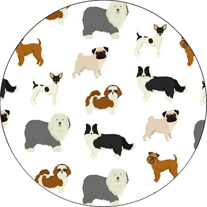 Cute Kids Rug in White Animal Dog Pattern Rug Polyester Washable Stain-Resistant Carpet for Nursery