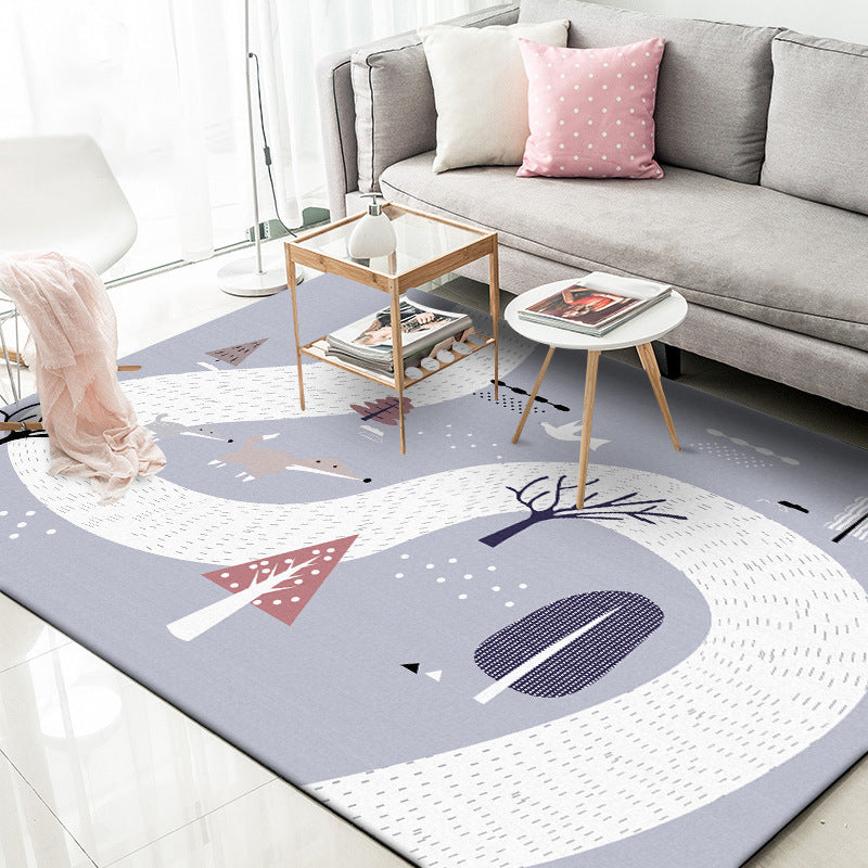 Kids Bedroom Rug in Grey Cars & Roads Fox Tree Print Rug Polyester Stain-Resistant Area Rug - Grey - Clearhalo - 'Area Rug' - 'Rug' - 1609213