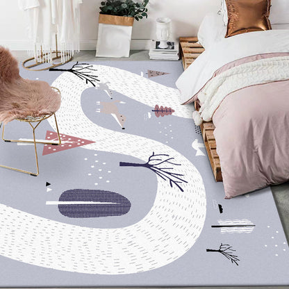 Kids Bedroom Rug in Grey Cars & Roads Fox Tree Print Rug Polyester Stain-Resistant Area Rug - Clearhalo - 'Area Rug' - 'Rug' - 1609214