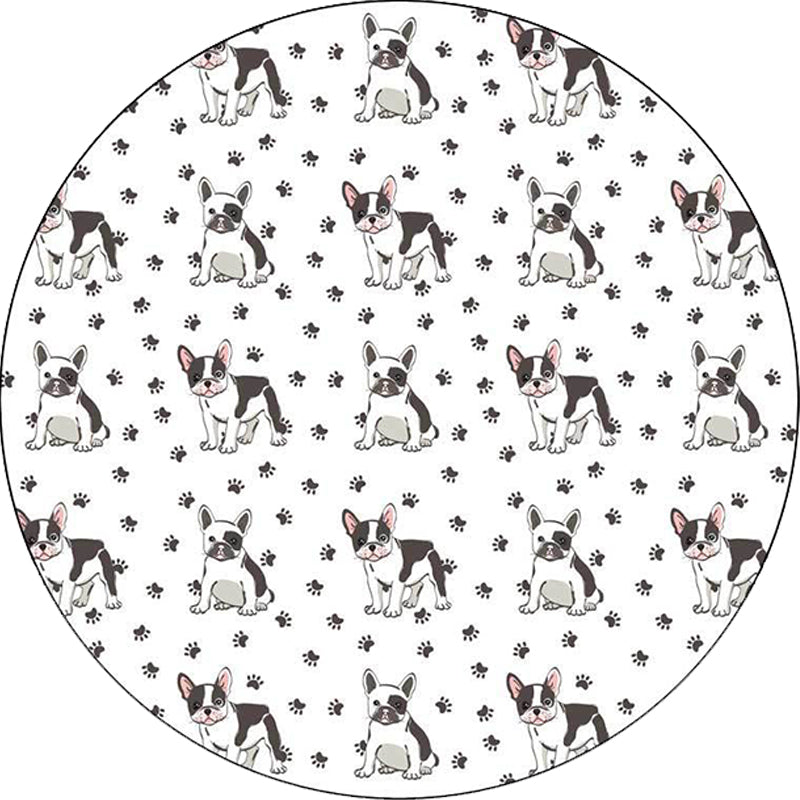 Kids Bedroom Rug in White Animal Dog Footprint Print Rug Polyester Anti-Slip Backing Pet Friendly Area Rug - Clearhalo - 'Area Rug' - 'Rug' - 1609587