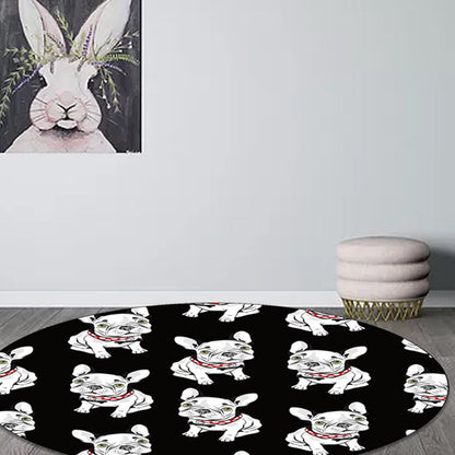 Black Child's Room Rug Kids Animal Dog Pattern Area Rug Polyester Non-Slip Backing Carpet - Clearhalo - 'Area Rug' - 'Rug' - 1609897