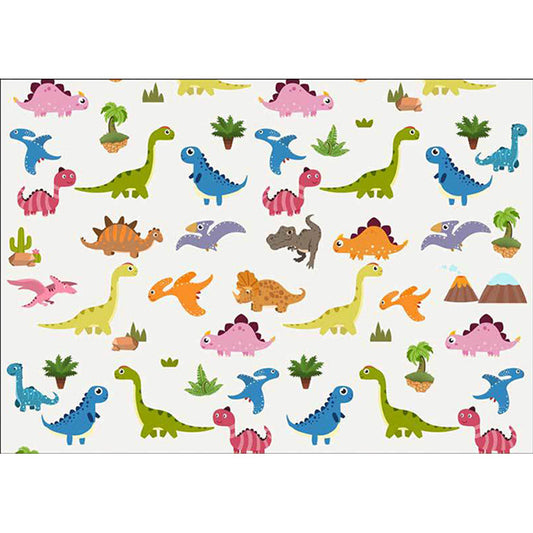 Stylish Kids Rug in White Animal Dinosaur Leaf Tree Pattern Rug Polyester Non-Slip Carpet for Nursery Clearhalo 'Area Rug' 'Rug' 1609914