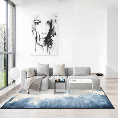 Brown and Blue Oriental Rug Polyester Ink Wash Painting Pattern Rug Washable Non-Slip Backing Carpet for Bedroom - Clearhalo - 'Area Rug' - 'Rug' - 1610003