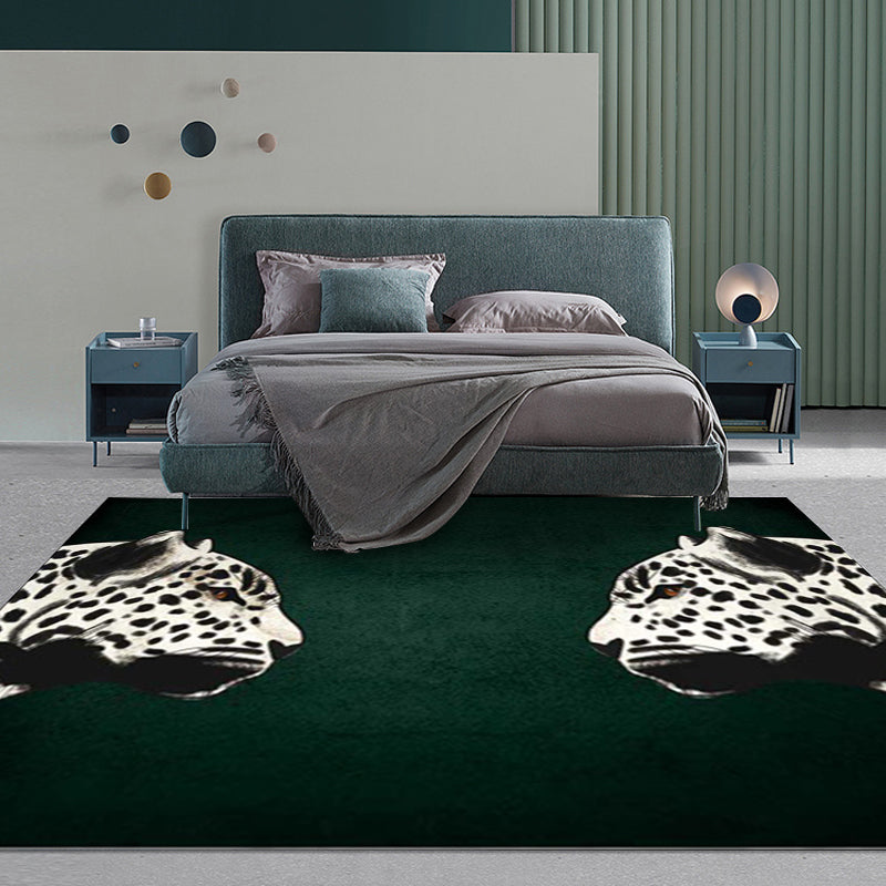 Funky Cheetah Pattern Rug Dark Green Novelty Rug Polyester Washable Anti-Slip Backing Area Rug for Living Room Clearhalo 'Area Rug' 'Modern' 'Rugs' Rug' 1610100