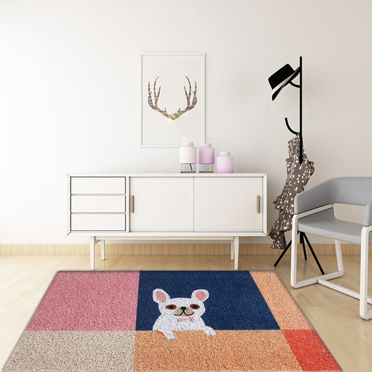 Kids Dog Pattern Rug Multicolor Vinyl Rug Washable Anti-Slip Backing Area Rug for Home Decoration - Dark Blue - Clearhalo - 'Area Rug' - 'Rug' - 1610108