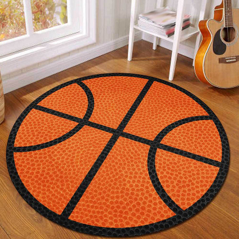 Simple Kids Rug in Orange Sports Basketball Pattern Rug Polyester Washable Carpet for Nursery Yellow-Red Clearhalo 'Area Rug' 'Rug' 1610161