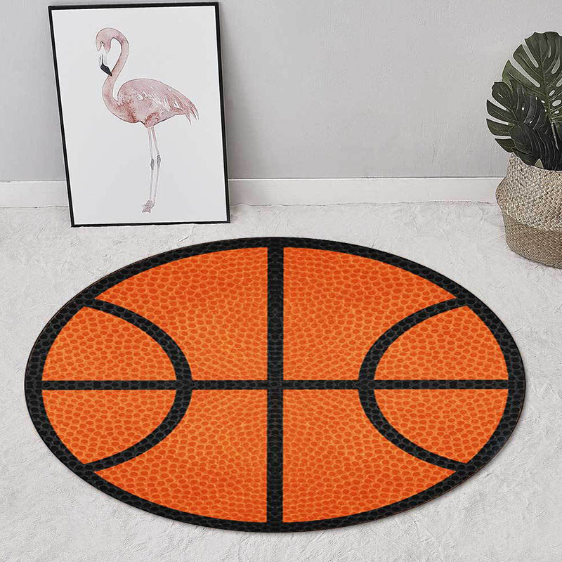 Simple Kids Rug in Orange Sports Basketball Pattern Rug Polyester Washable Carpet for Nursery Clearhalo 'Area Rug' 'Rug' 1610162