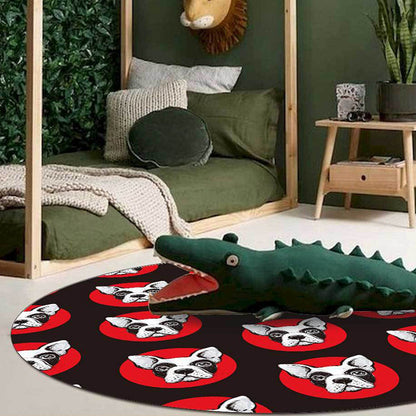 Kids Bedroom Rug in Black Animal Dog Dots Print Rug Polyester Stain-Resistant Pet Friendly Area Rug - Black - Clearhalo - 'Area Rug' - 'Rug' - 1610316