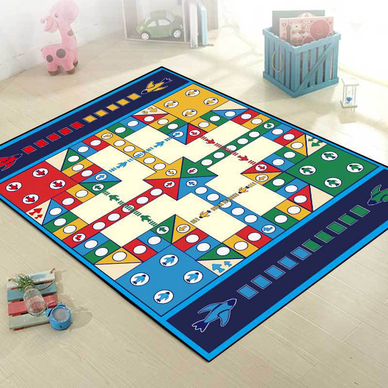 Unique Kids Rug in Blue Educational Ludo Pattern Rug Polyester Stain-Resistant Carpet for Nursery Blue Clearhalo 'Area Rug' 'Rug' 1610324