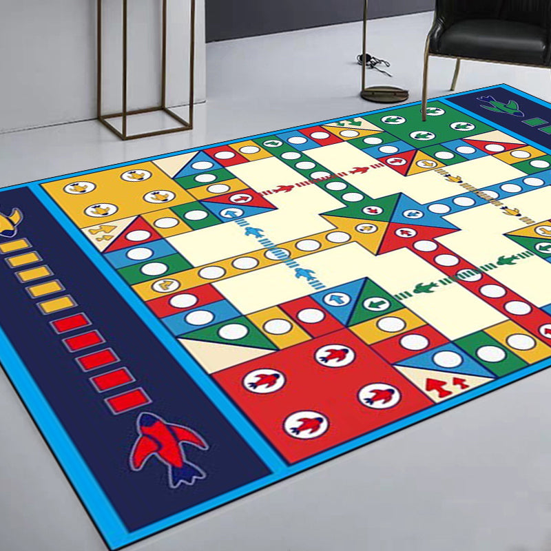 Unique Kids Rug in Blue Educational Ludo Pattern Rug Polyester Stain-Resistant Carpet for Nursery Clearhalo 'Area Rug' 'Rug' 1610325