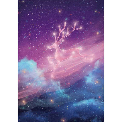 Unique Kids Rug in Purple Fairy Tales Deer Galaxy Pattern Rug Polyester Non-Slip Backing Carpet for Nursery Clearhalo 'Area Rug' 'Rug' 1610334